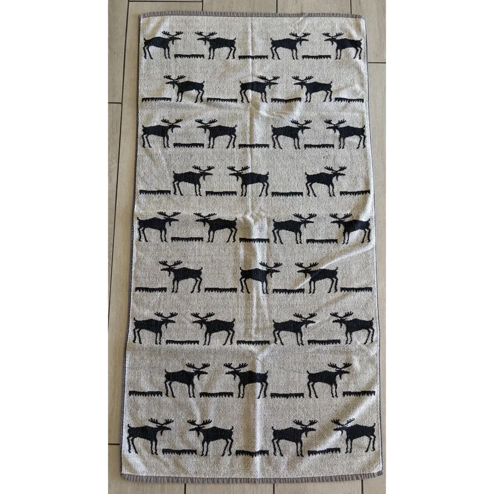 Vtg 90s Kimlor Mills Moose Bath Towel Set 2 Cotton Portugal Cabin Lodge Rustic